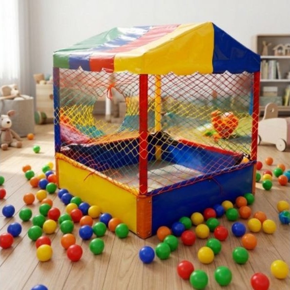 Piscina de bolinhas Casinha Toquinha Infantil 1x1 Colorida Envio Imediato com NF