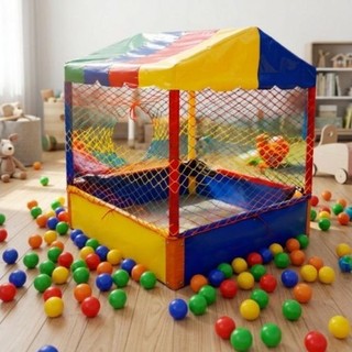Piscina de bolinhas Casinha Toquinha Infantil 1x1 Colorida Envio Imediato com NF