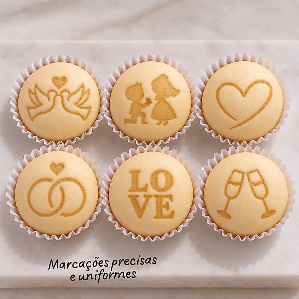 Kit 6 Carimbos Brigadeiro Casamento Alianças Marcador Doce Temático Casal — imagem 2 de 2