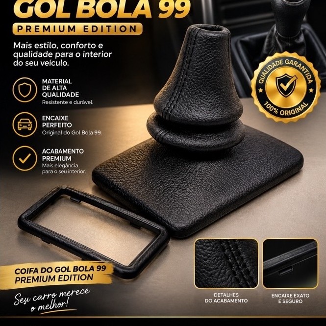 Coifa Alavanca de Câmbio do Gol Bola, Parati, Saveiro G2 1995 1996 1997 1998 1999 Preto