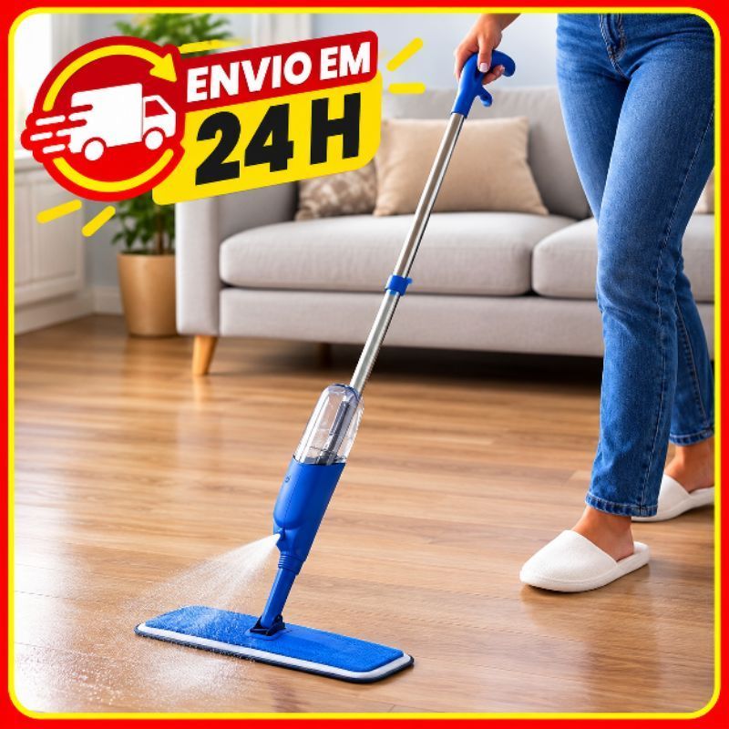 Rodo Mop Spray Com Reservatorio Pulverizador Esfregao Vassoura Magica Microfibra Limpa Vidro Porcelanato Piso Madeira