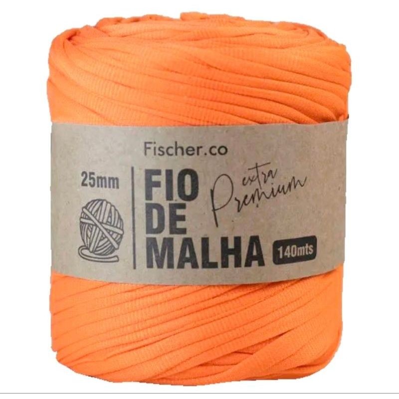 Kit 3 Fios de Malha Premium Fischer 140m Laranja Mango Elastano para Mais Conforto