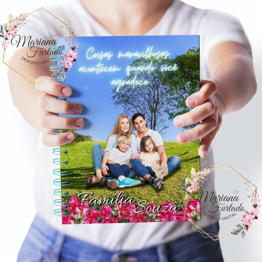 Imagem Caderno de Gratidão para a Família / Diário da Gratidão/ Anual 365 dias/  Personalizado