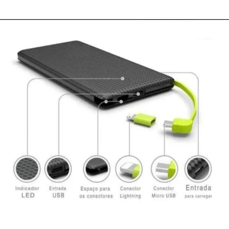 Carregador portátil Power Bank Pineng 10000mAh universal. Carregador portátil para celular, tablets e aparelhos com entrada USB.