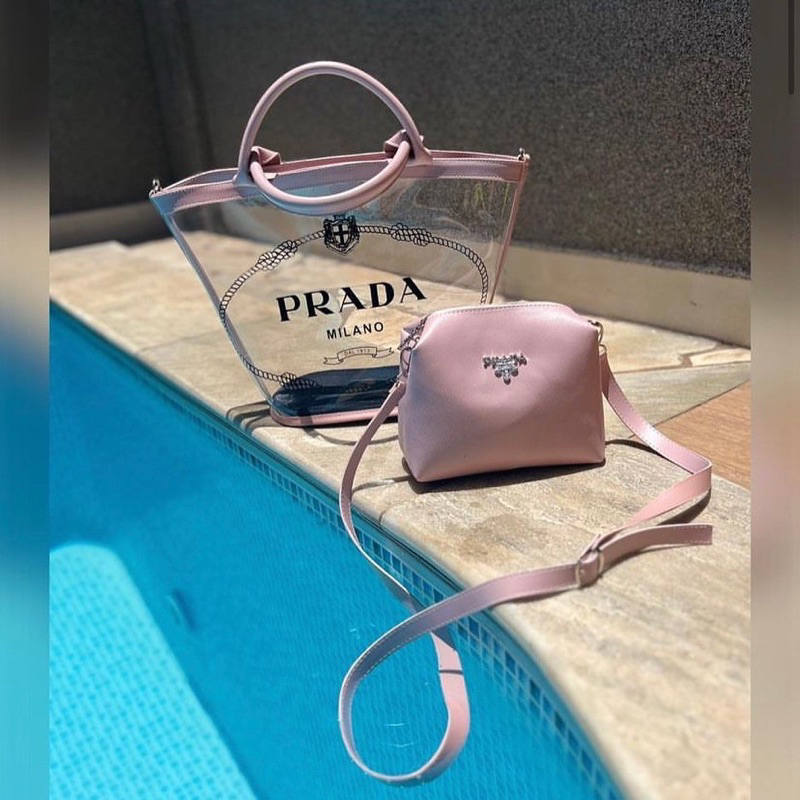 Bolsa feminina de praia e piscina transparente kit + bolsa transversal  blogueirinha | Shopee Brasil