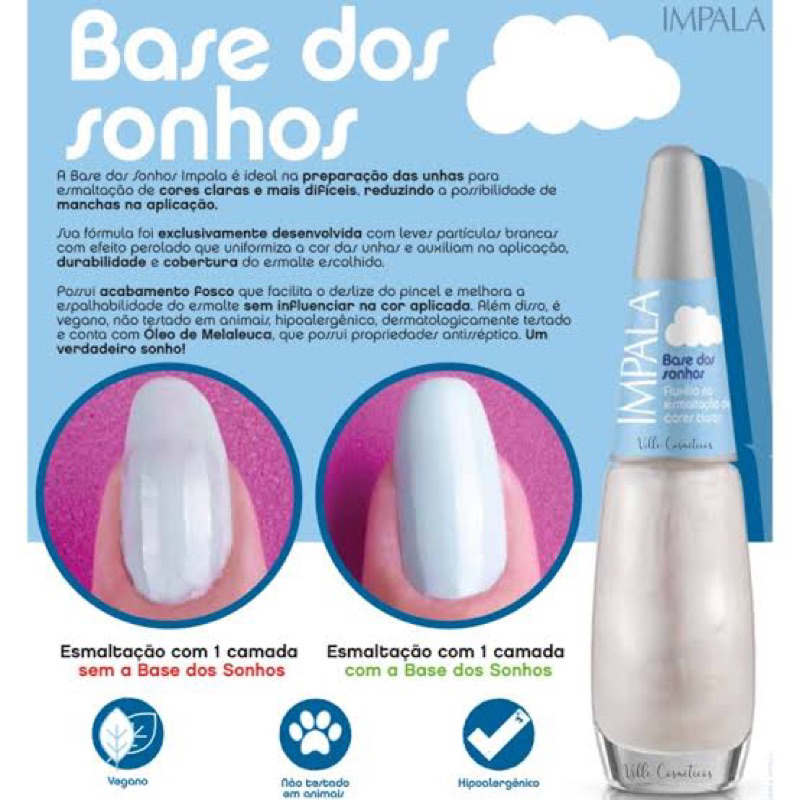 Impala Esmalte Base dos Sonhos preparação das unhas  7,5ml em Oferta na Shopee