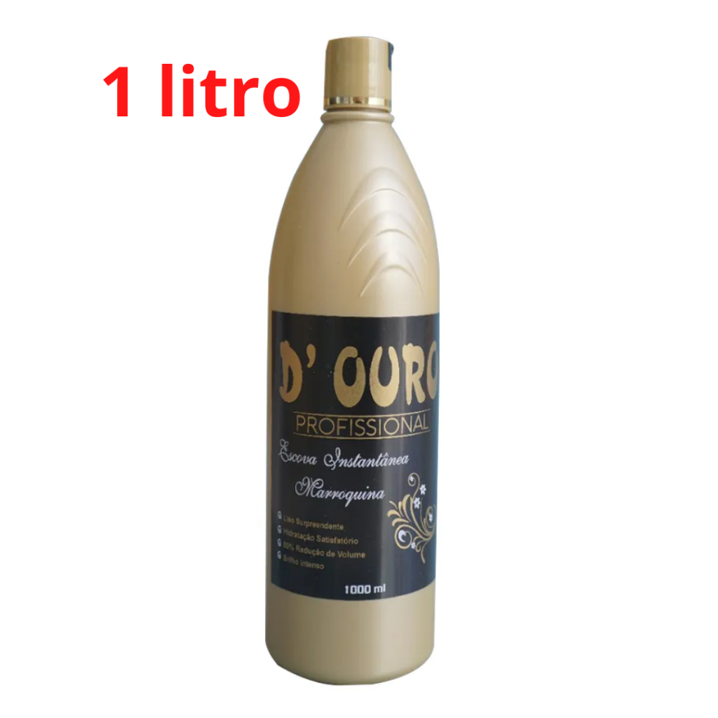 1 escova inteligente progressiva marroquina efeito liso profissional 1000 ml d ouro linha de salão top