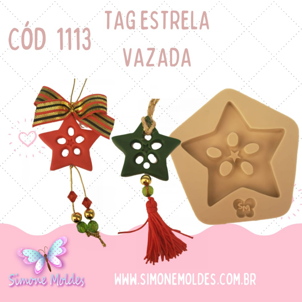 Molde de Silicone -Tag Estrela Vazada Cód 1113