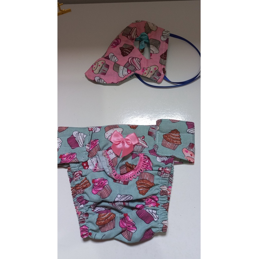 Kit Calcinha + boné Pet - Cachorro Boné Pet Várias Estampas - Fechamento Regulável, boné para pets de porte pequeno ou grande