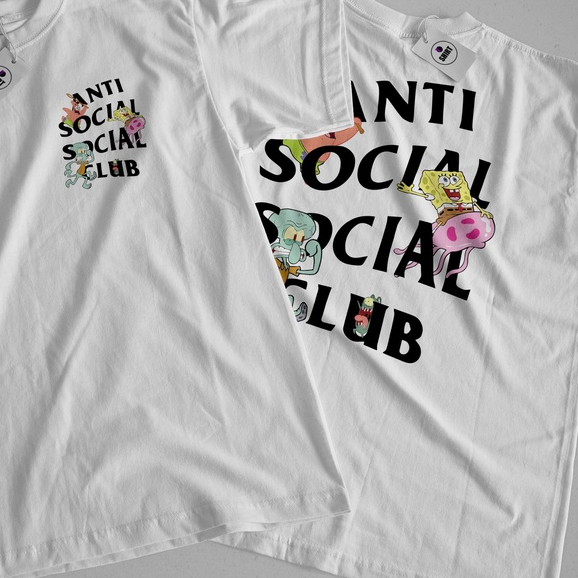 Camiseta Anti Social Social Club Desenho Bob Esponja Personagens Novo! |  Shopee Brasil
