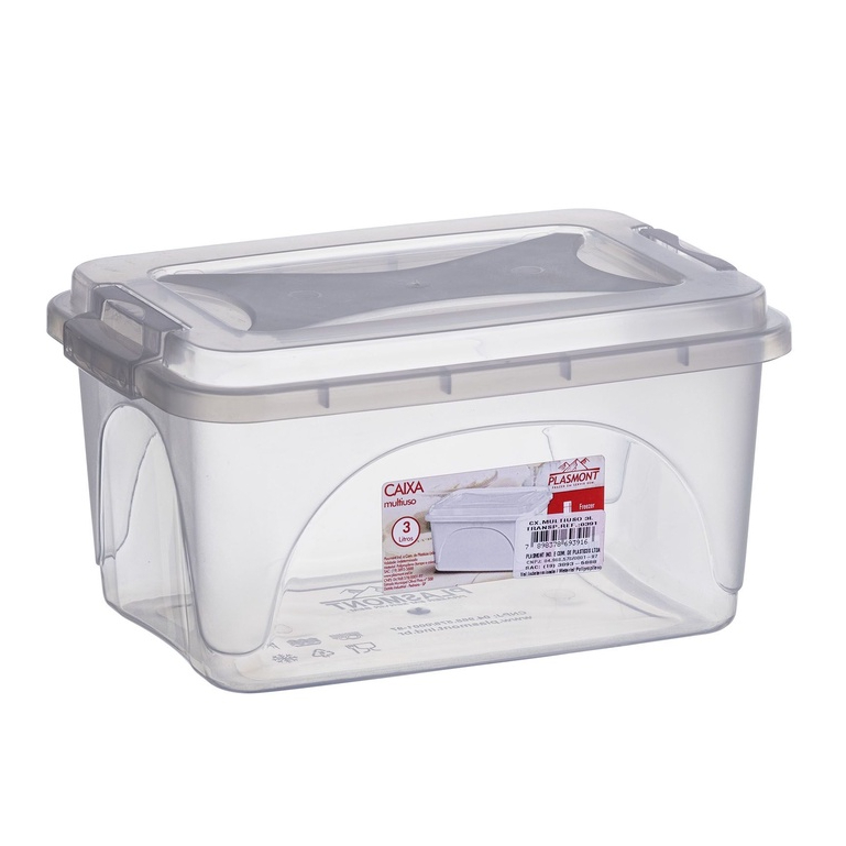Caixa  plastica com tampa Organizadora Container Multi-uso transparente