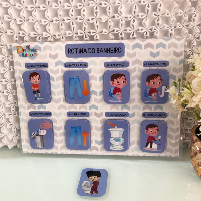 Rotina do Banheiro Infantil com Velcro | Desfralde | AVD | Autismo | Coordenação Motora em Oferta na Shopee