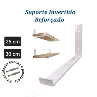 Suporte Invertido/ Mão Francesa p/ Prateleira 25cm / 30cm Espessura 4.8mm Reforçada Branco (1unidade)