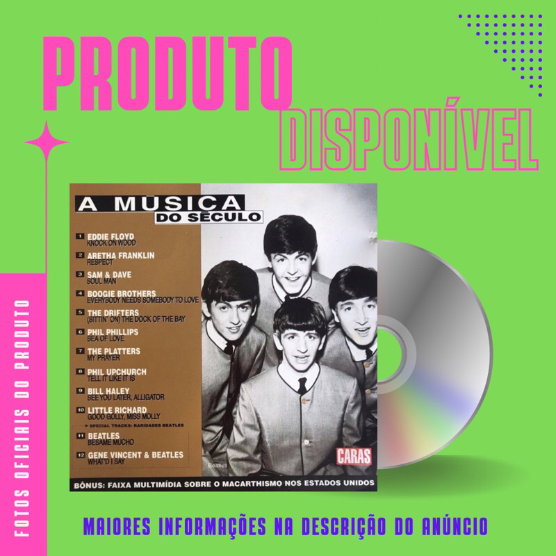 CD A MÚSICA DO SÉCULO - VOLUME 6 - Eddie Floyd, Aretha Franklin, Phil Phillips, The Drifters, Beatles, Bill Haley *