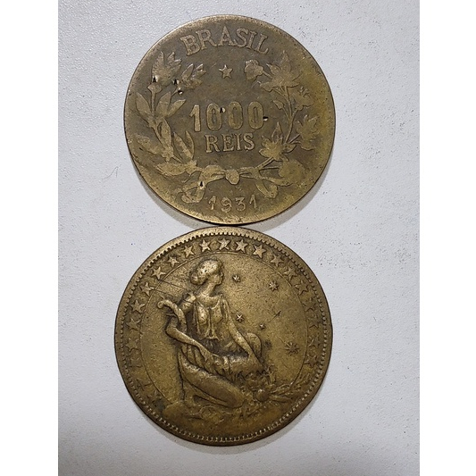 Escassa Moeda de 1000 Réis de 1931 (Bronze Alumínio - Fortuna) MBC