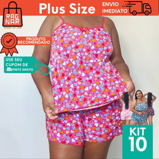 Kit 10 Pijamas Plus Size Baby Doll Feminino Exgg