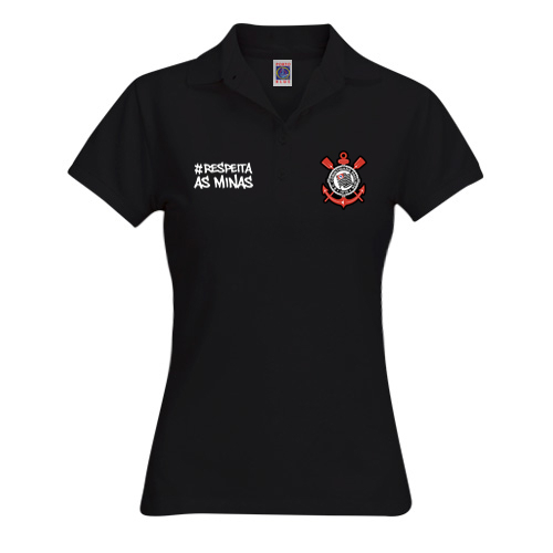 Camisa Corinthians Feminina Respeita as Minas Camiseta Gola Polo