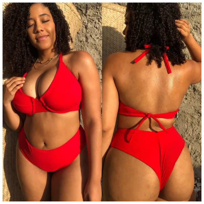 conjunto de biquíni aéreo plus size alça fina( escolha sua cor) em Oferta na Shopee