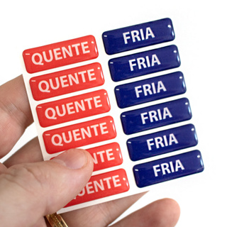 Etiqueta Quente Fria Chuveiro Banheira Hidromassagem - Kit 12 peças Resinada em Oferta na Shopee