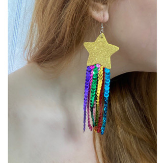 Brincos de carnaval estrela de gliter fantasia carnaval