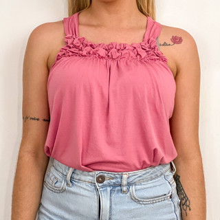 Blusa Regata Feminina Franzida
