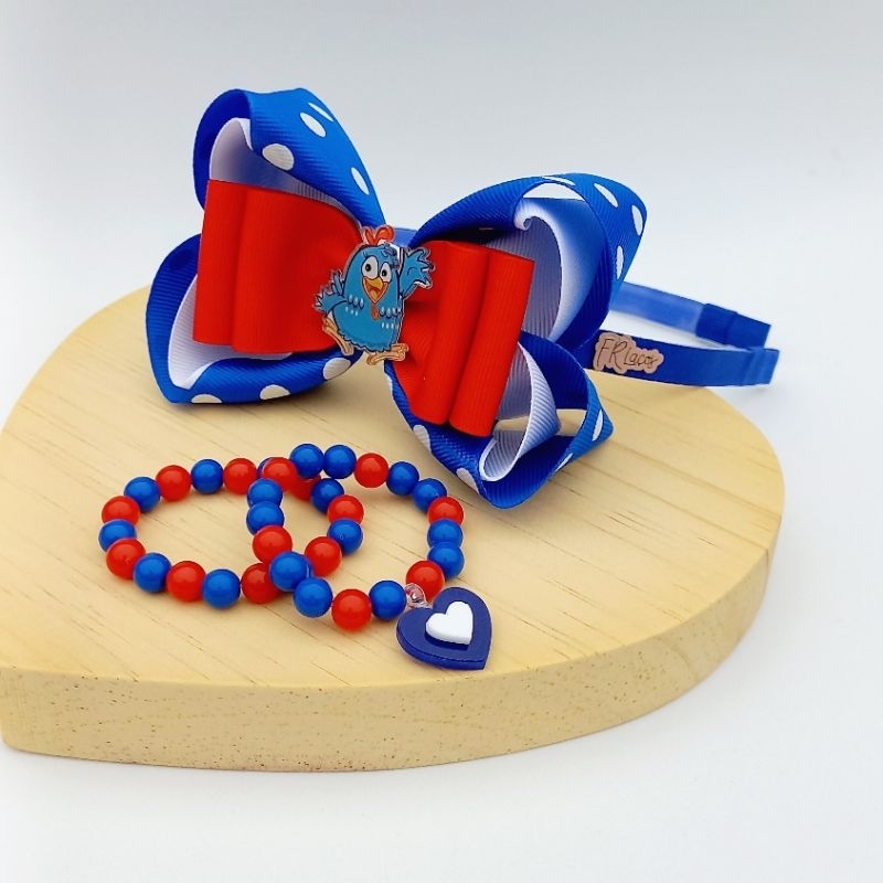 Tiara / arco galinha pintadinha com ou sem pulseiras