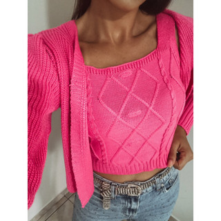 conjunto top + casaco tricot direto da fabrica 001
