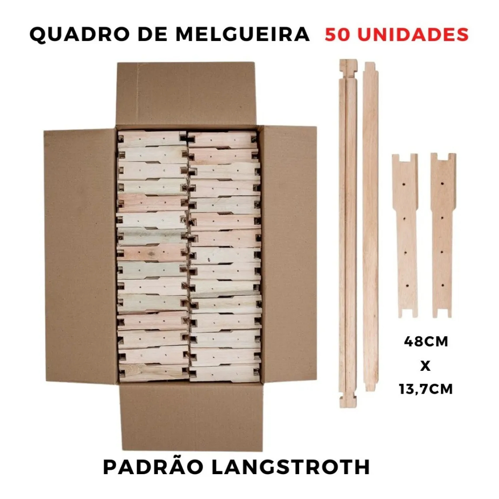 Caixilho Desmontado para Melgueira 50pçs - Quadros Caixa de abelha Apis Apicultura