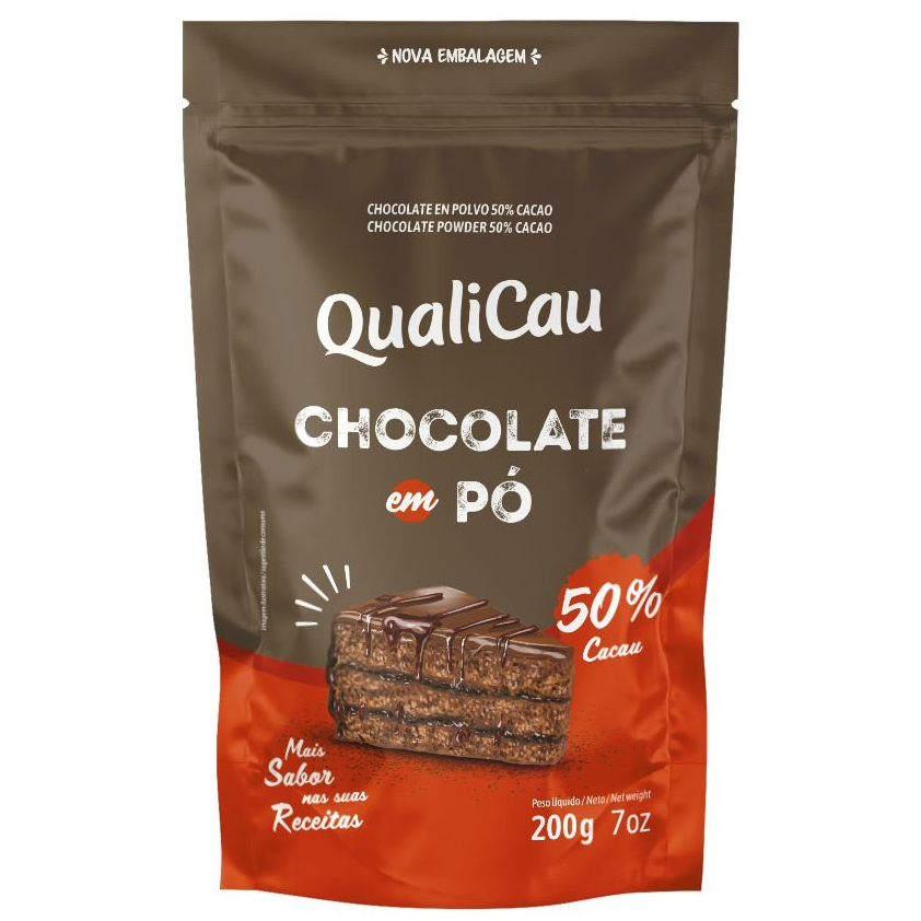 Chocolate Em Pó 50% QualiCau 200g em Oferta na Shopee