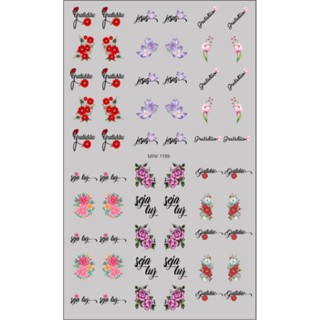 60 Adesivos de Unha 3D Gratidão PRÉ PRONTO - modelo MINI 1189