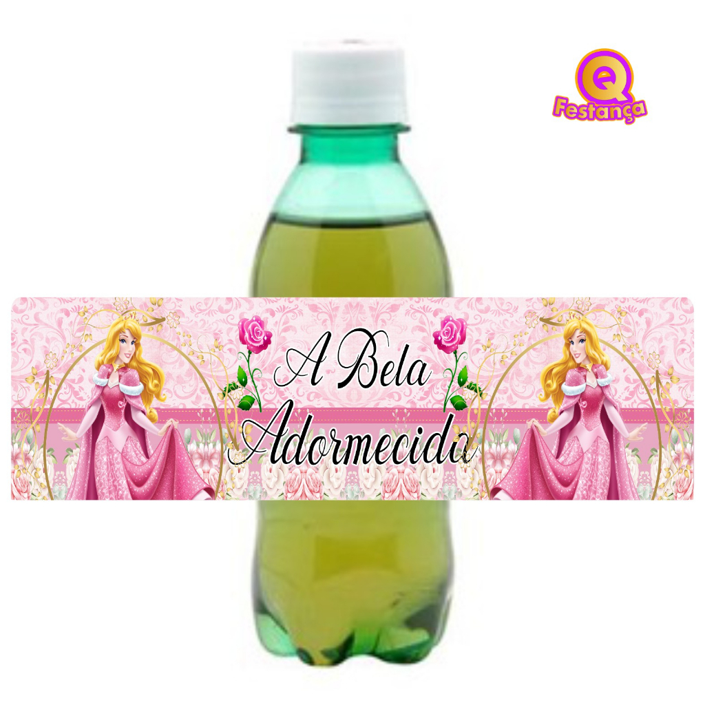 10 Adesivos para Caçulinha A Bela Adormecida - Mini Refrigerante - Conto de Fadas,  Princesas Reino Encantado, Princesa Aurora, Malévola, Lembrancinhas de Aniversário, Decoração de Festa