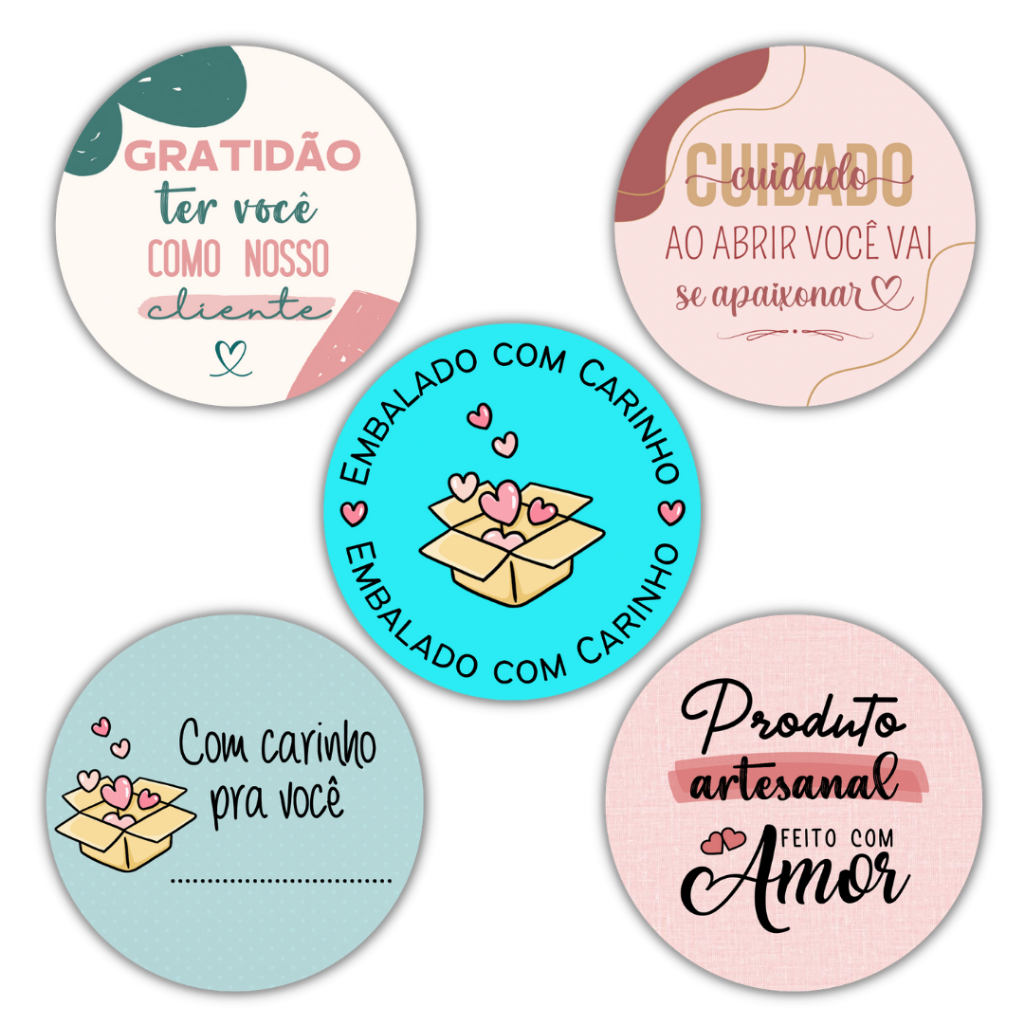 Adesivo de Agradecimento ao Cliente Tag Etiqueta Adesiva 100un 3,5cm x 3,5cm