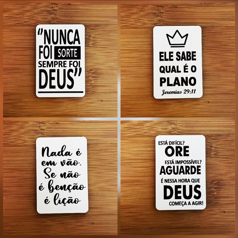 Kit Imã de Geladeira Frases Religiosas para Lembrancinhas em MDF