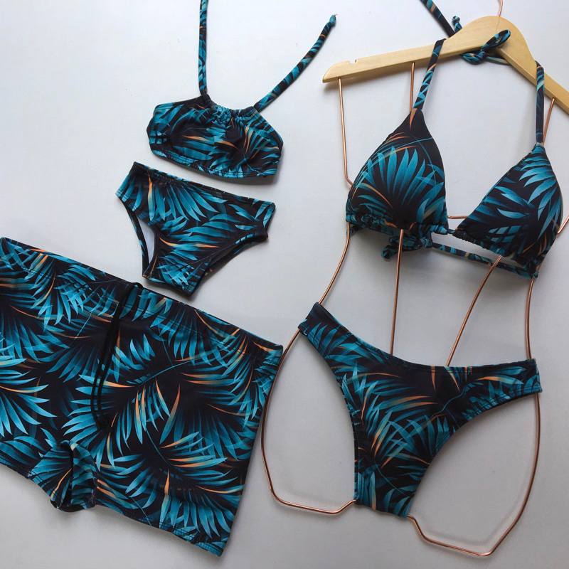 Kit Família Mãe Filha Pai - 2 Biquinis 1 Sunga - Moda Praia