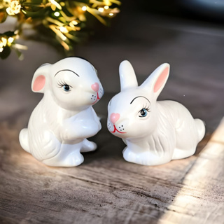 Enfeite Jardim 2 Peças Casal Coelho Pascoa Em Ceramica em Oferta na Shopee