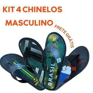 Kit 4 pares Chinelos masculino tiras largas em Oferta na Shopee