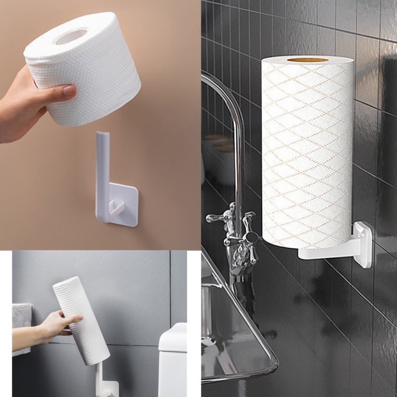 L Gancho Adesivo De Parede Multifuncional Em Formato De L Para Sala De Estar Cozinha Rolo De Papel