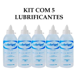 Kit Com 5 Gel Lubrificante Íntimo á Base de água Lubrigel 250g - Carbogel