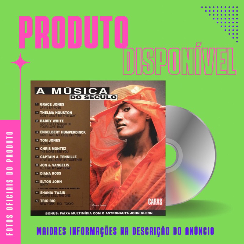 CD A MÚSICA DO SÉCULO - VOLUME 7 - Grace Jones, Barry White, Tom Jones, Diana Ross, Elton John, Shania Twan, Trio Rio