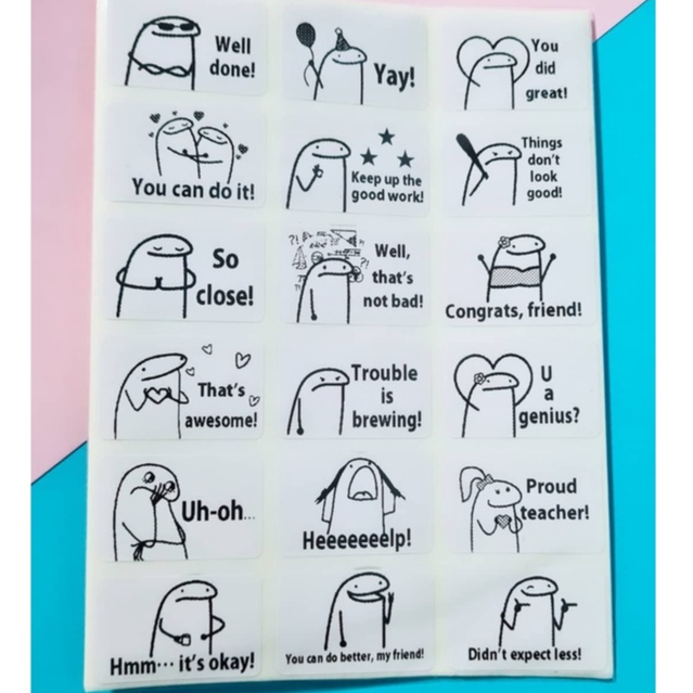 ADESIVOS Flork EM INGLÊS para Notas Escolares - Correção de Provas