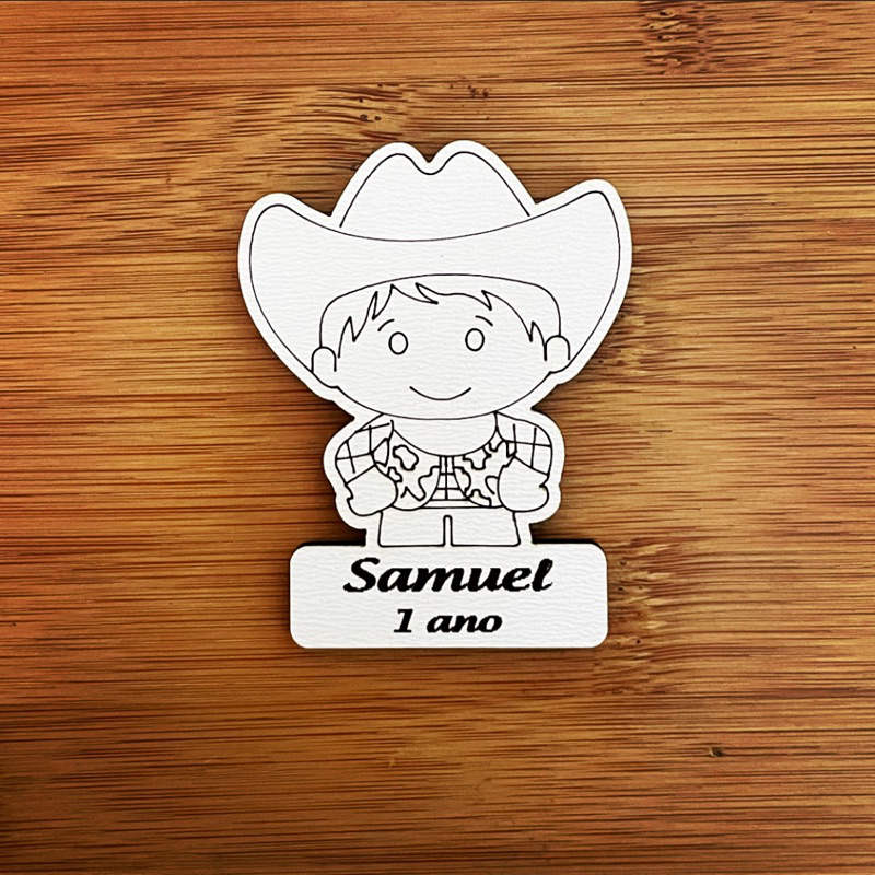 Kit de Imãs Geladeira Cowboy Aniversário Aniversário Infantil em MDF