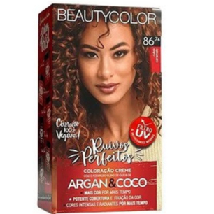 Kit Coloração Permanente Tinta De Cabelo 86.74 Ruivo Caramelo 45g Beauty Color