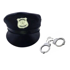 Kit Chapéu de Polícia/Policial e Algema Fantasia Festa Cosplay