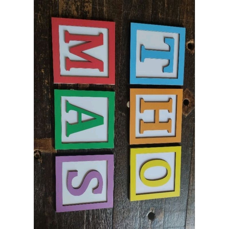 Quadros letras nome decoração quarto menino em Oferta na Shopee