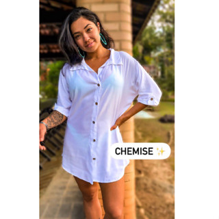 saída de praia chemise branca, preta e azul. super versátil. pronta entrega