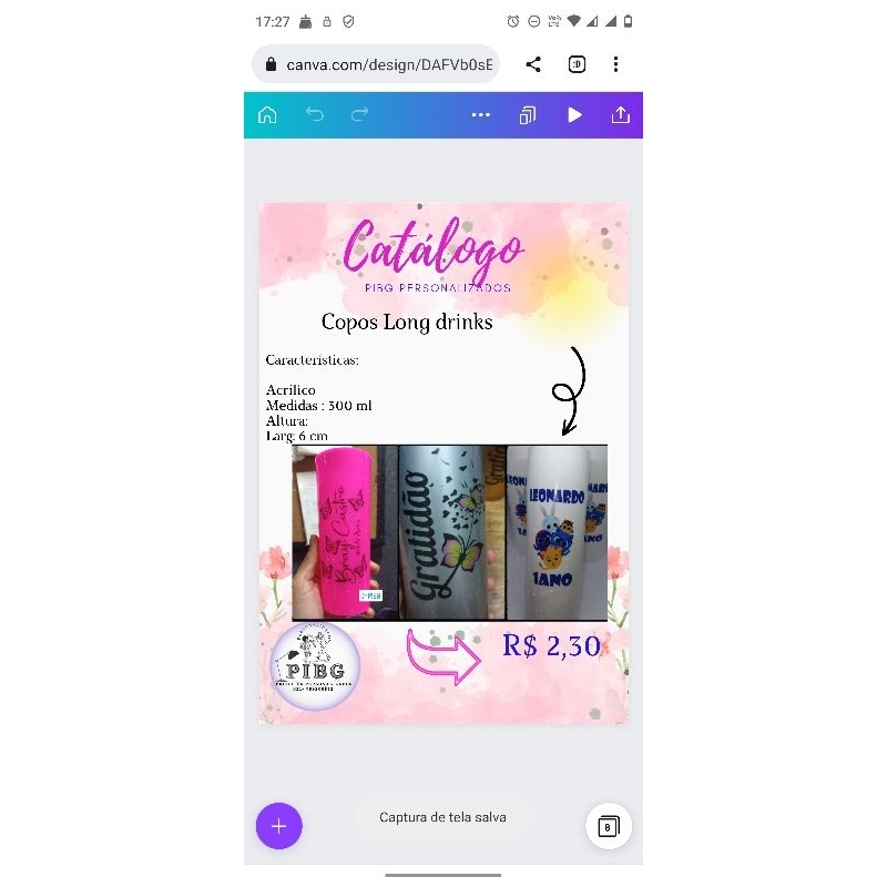 Promoção de copos long drins