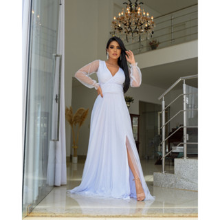 Vestido de Noiva Tule com brilho Transpassado Sônia Anair