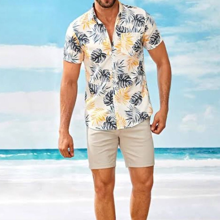 Camisa Florida Masculina Camisa Social Floral Camisa Moda Praia Masculina