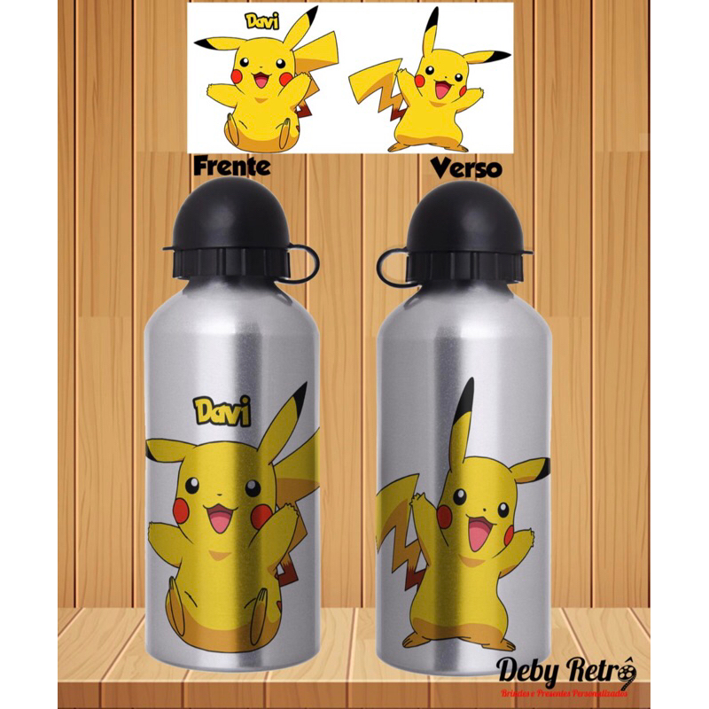 Garrafa Pikachu com nome, Garrafinha de água, Garrafa de água, garrafa infantil, pikachu, garrafinha com nome