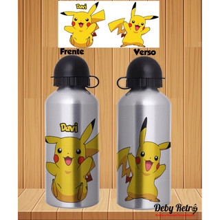 Garrafa Pikachu com nome, Garrafinha de água, Garrafa de água, garrafa infantil, pikachu, garrafinha com nome